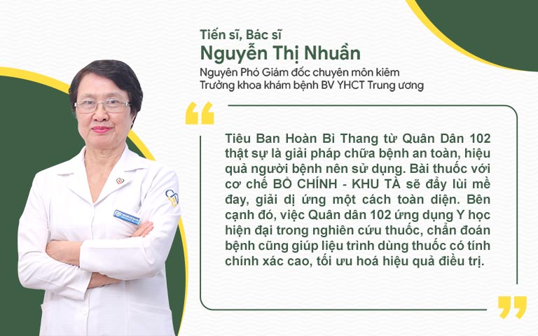 Bác sĩ Nguyễn Thị Nhuần đánh giá cao bài thuốc Tiêu ban hoàn bì thang