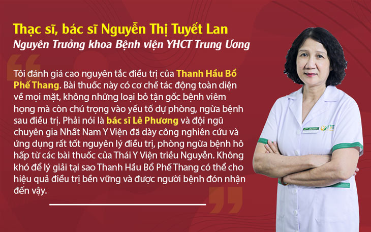 Bác sĩ Nguyễn Thị Tuyết Lan đánh giá rất tốt về bài thuốc.