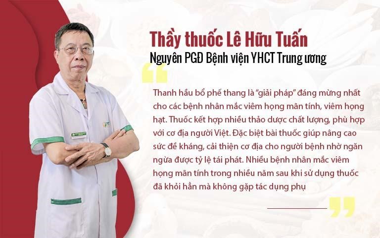 Bác sĩ Lê Hữu Tuấn chia sẻ về bài thuốc Thanh hầu bổ phế thang.