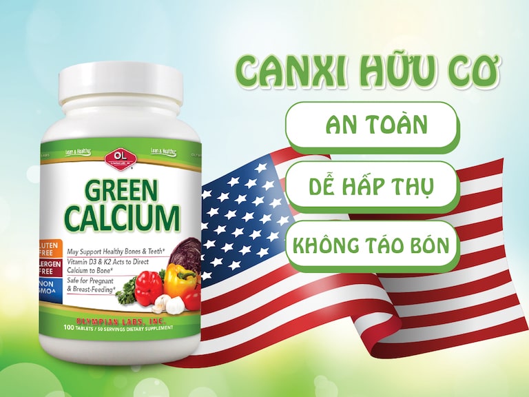 Green Canxi có thành phần chính từ canxi hữu cơ, vitamin và khoáng chất tự nhiên